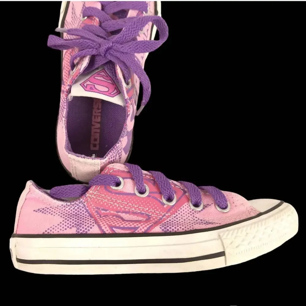 Converse Superman All Star Low Top Shoes Youths 11 Pink Purple DC Comics 336635F